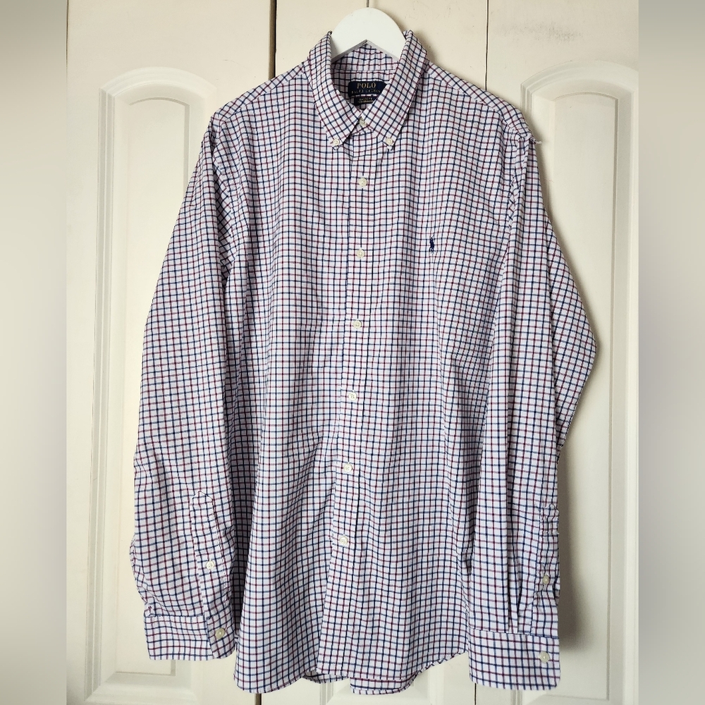 RALPH LAUREN POLO Preppy Old Money Button-Up Shirt Long Sleeve Plaid Size XXL